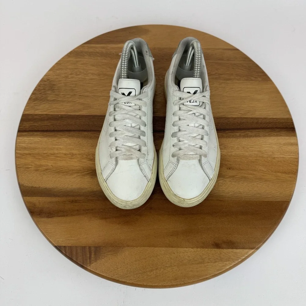 Womens Veja Esplar Logo White Leather Comfort Casual Sneakers Shoes Size 5 M‎